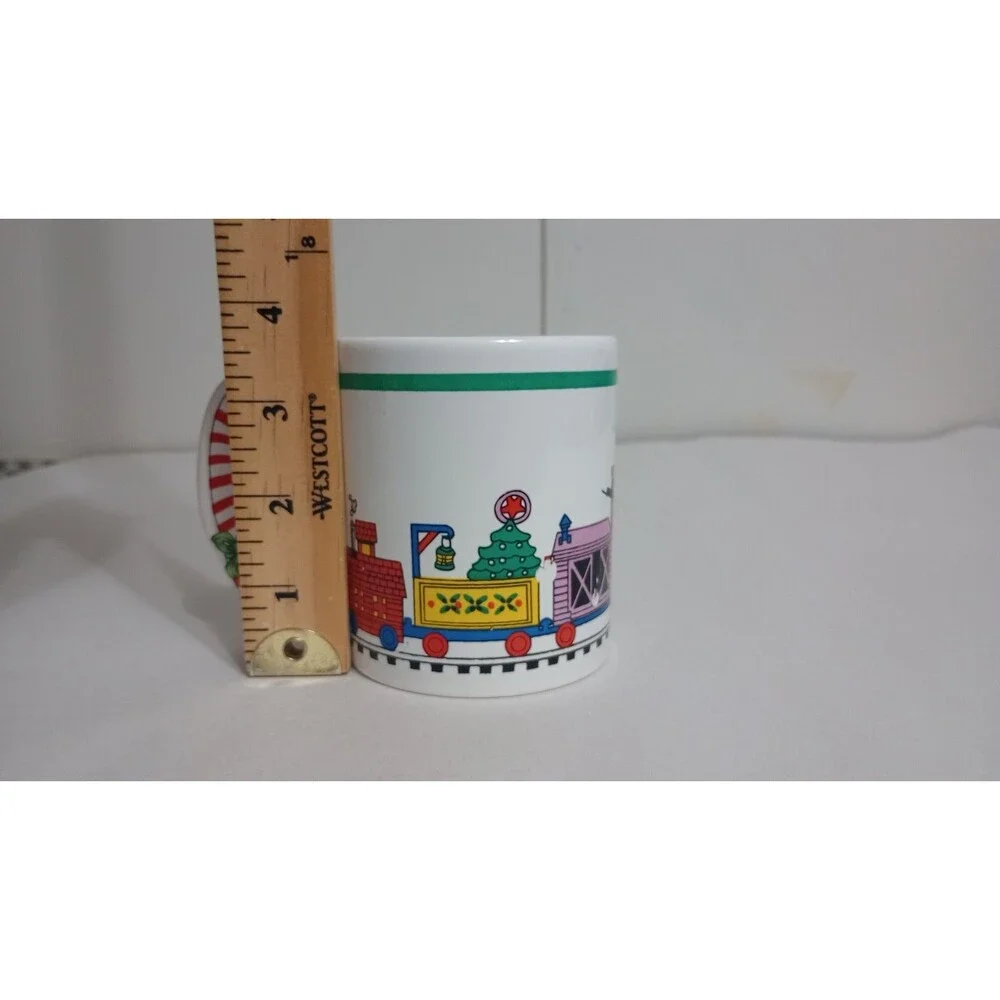 Alco Fancy Handle Decorated Christmas Mug  Holiday Decor Vtg Train